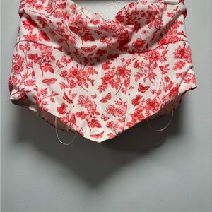 Floral Red and White Crop Top